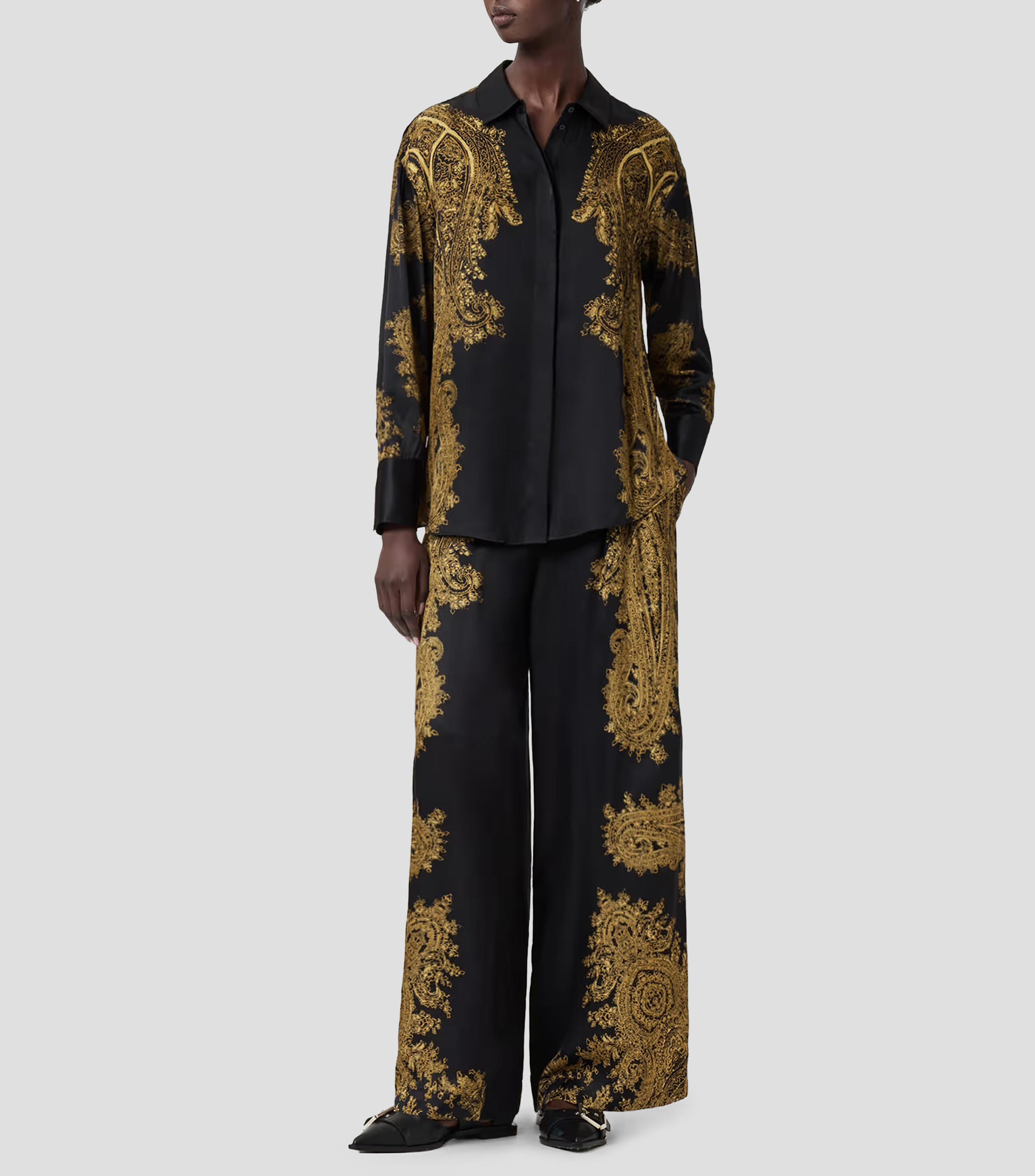 Camisa estampada manga larga Mujer